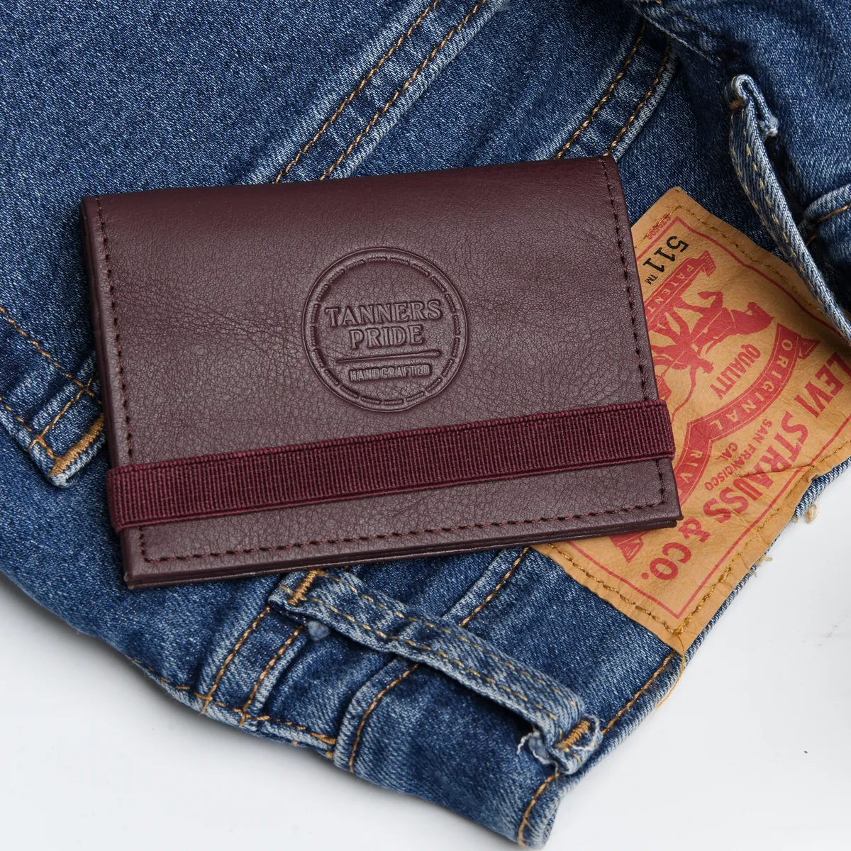 Tanners Pride Amay Wallet - Deep Maroon Handcrafted Full-Grain Leather (View 3)