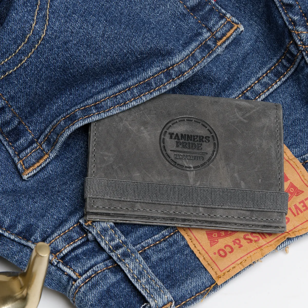 Tanners Pride Amay Wallet - Slate Grey Handcrafted Full-Grain Leather (View 2)