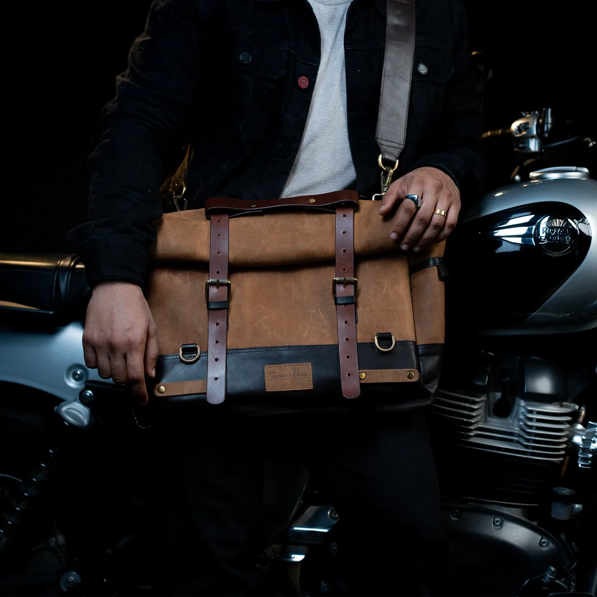 Tanners Pride Large Leather Motorcycle Pannier Bag | Laptop & Travel Saddle Bag - Tobacco Brown Handcrafted Full-Grain Leather (View 2)
