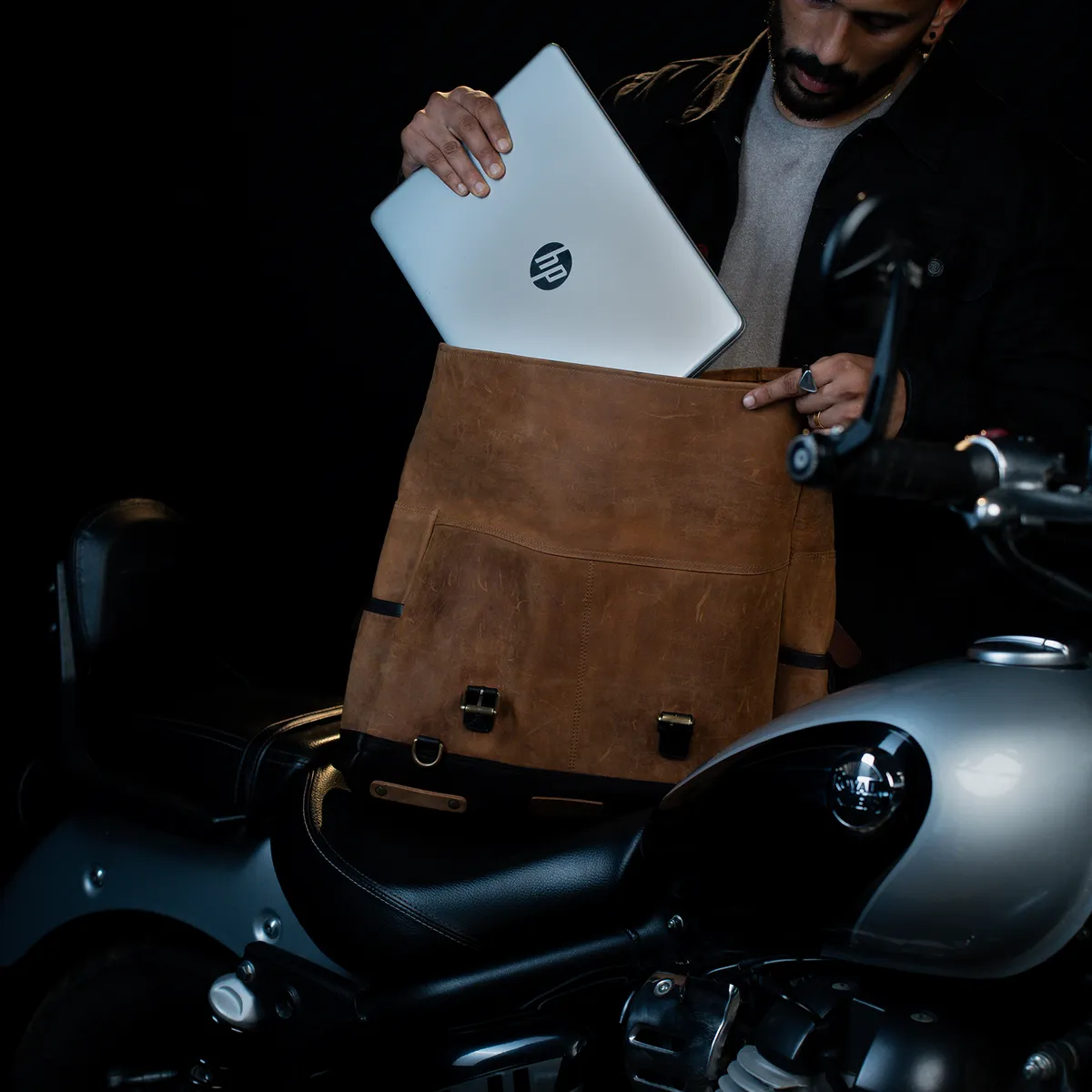 Tanners Pride Large Leather Motorcycle Pannier Bag | Laptop & Travel Saddle Bag - Tobacco Brown Handcrafted Full-Grain Leather (View 4)