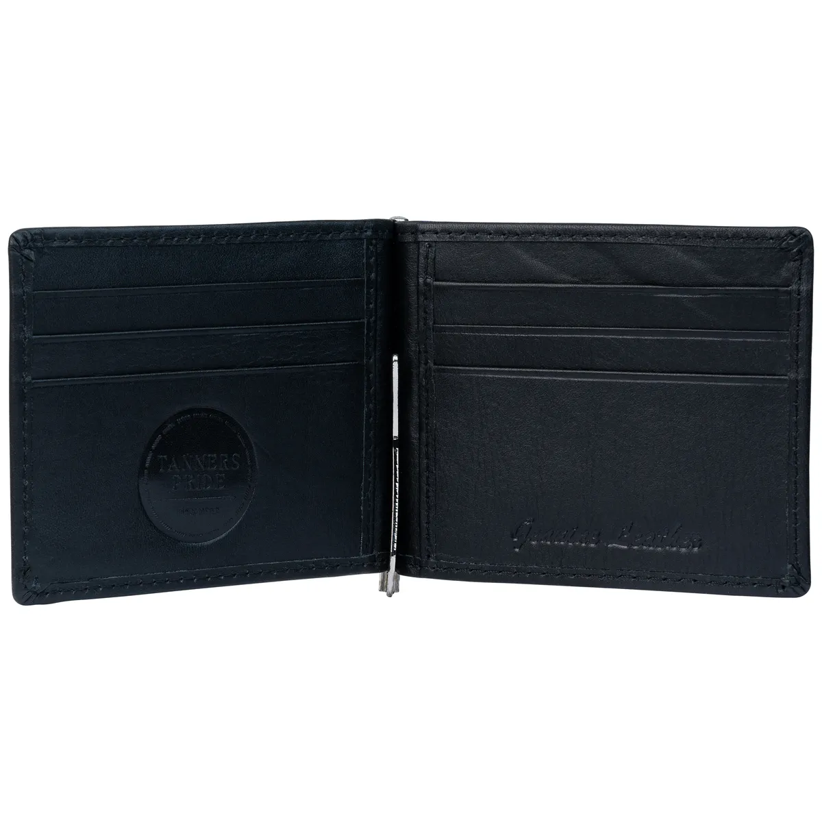 Tanners Pride Bryan Men's Slim Leather Wallet with Money Clip | Handmade Minimalist Wallet - Midnight Black Handcrafted Full-Grain Leather (View 1)
