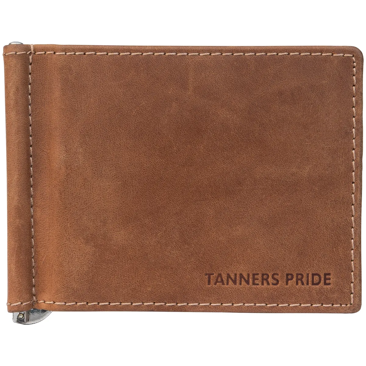 Tanners Pride Bryan Men's Slim Leather Wallet with Money Clip | Handmade Minimalist Wallet - Natural Tan Handcrafted Full-Grain Leather (View 5)
