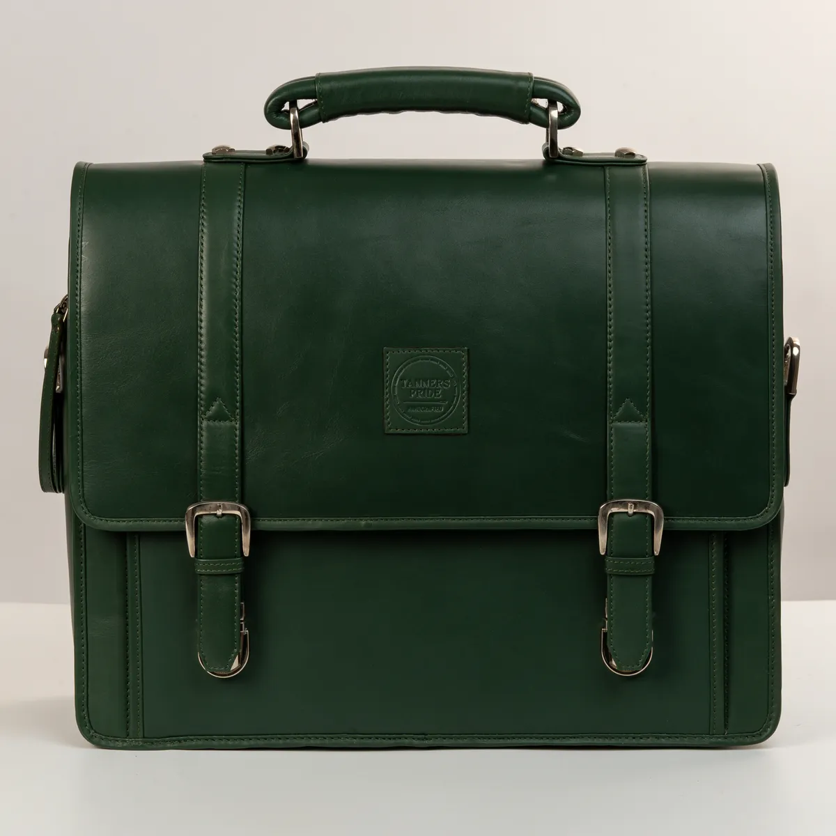 Tanners Pride Christifano Genuine Leather Work Bag | Laptop Office Briefcase - Forest Green Handcrafted Full-Grain Leather (View 13)
