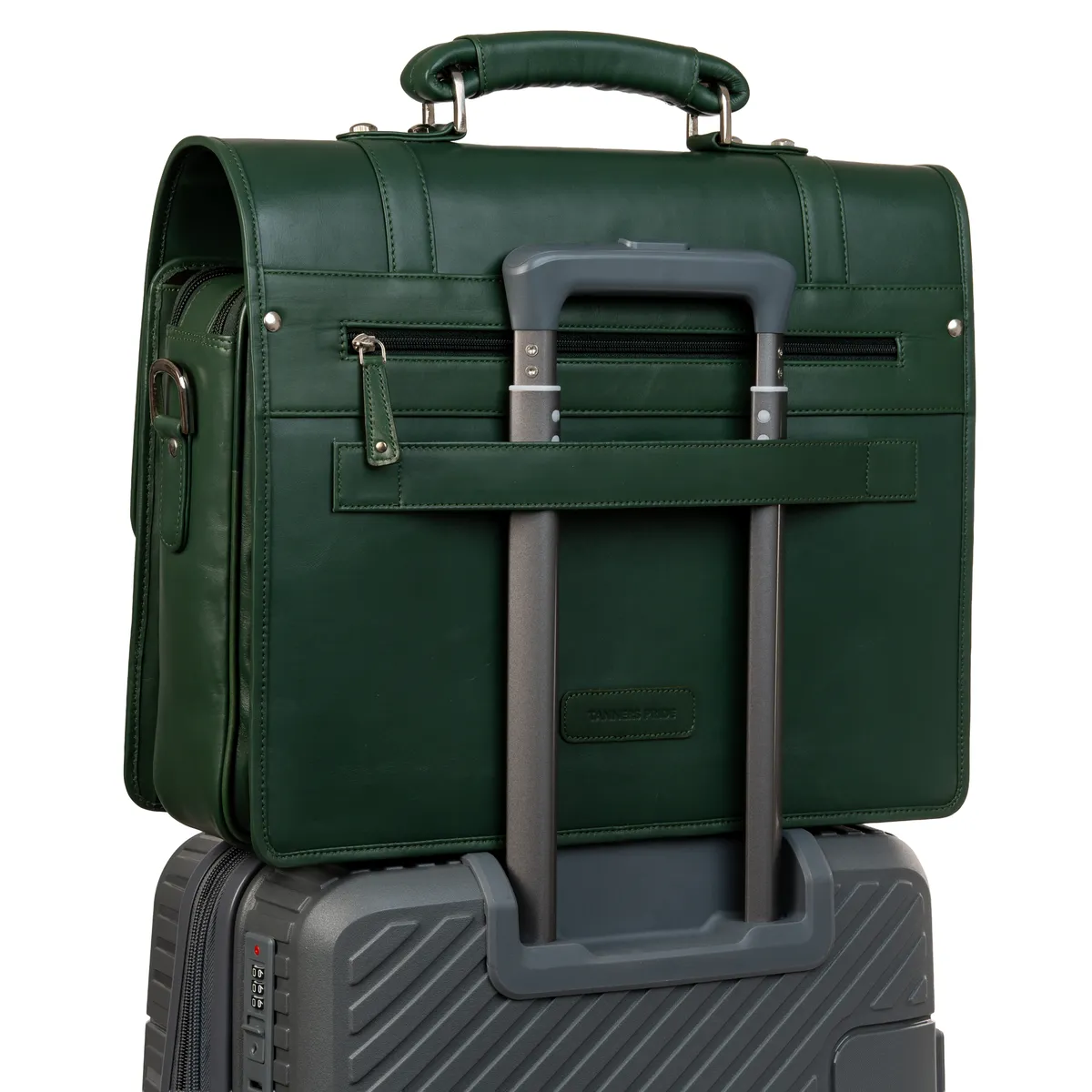 Tanners Pride Christifano Genuine Leather Work Bag | Laptop Office Briefcase - Forest Green Handcrafted Full-Grain Leather (View 2)