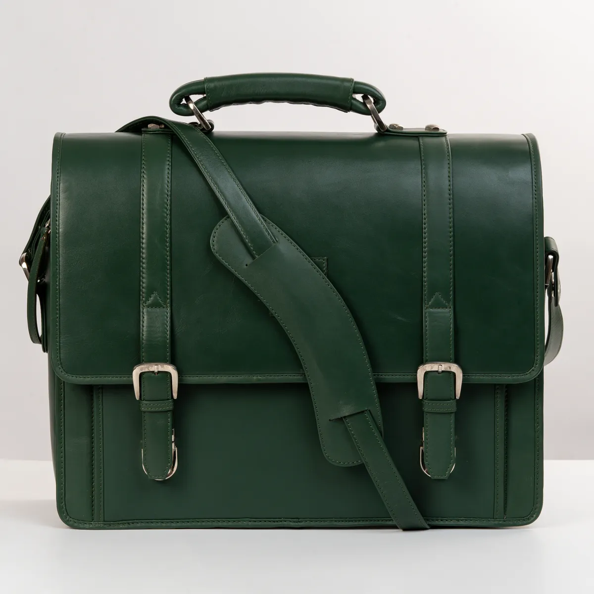 Tanners Pride Christifano Genuine Leather Work Bag | Laptop Office Briefcase - Forest Green Handcrafted Full-Grain Leather (View 7)