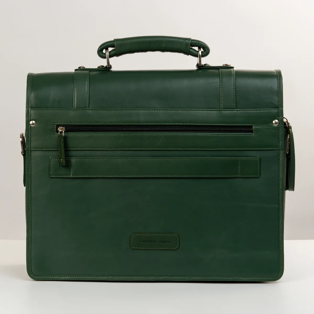 Tanners Pride Christifano Genuine Leather Work Bag | Laptop Office Briefcase - Forest Green Handcrafted Full-Grain Leather (View 8)