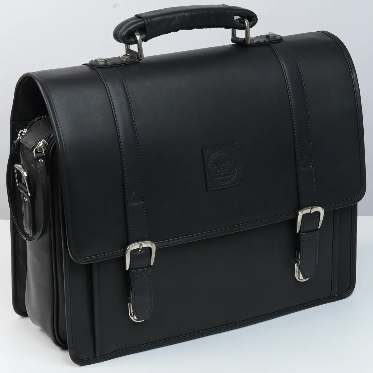 Tanners Pride Christifano Genuine Leather Work Bag | Laptop Office Briefcase - Midnight Black Handcrafted Full-Grain Leather (View 20)