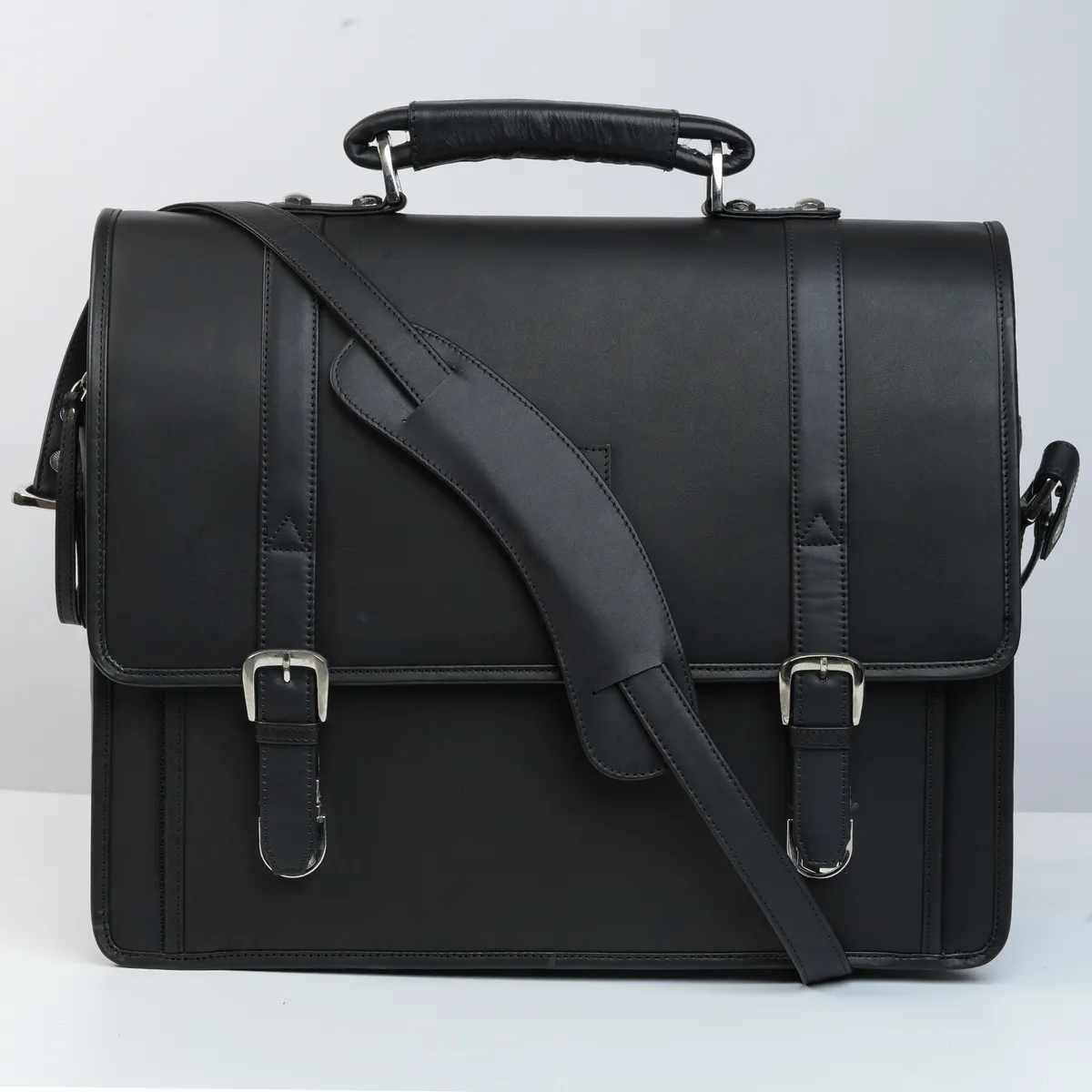 Tanners Pride Christifano Genuine Leather Work Bag | Laptop Office Briefcase - Midnight Black Handcrafted Full-Grain Leather (View 5)