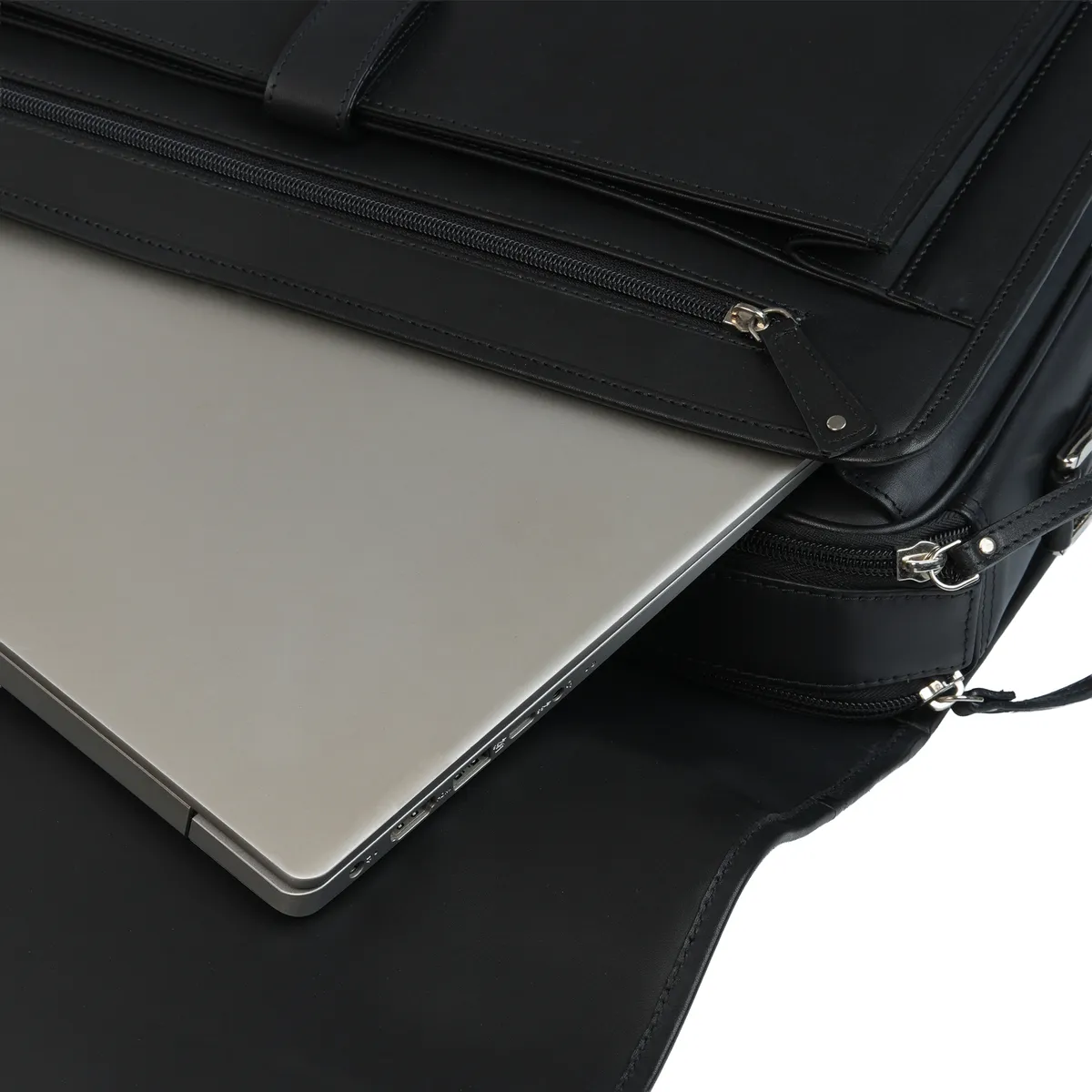 Tanners Pride Christifano Genuine Leather Work Bag | Laptop Office Briefcase - Midnight Black Handcrafted Full-Grain Leather (View 6)