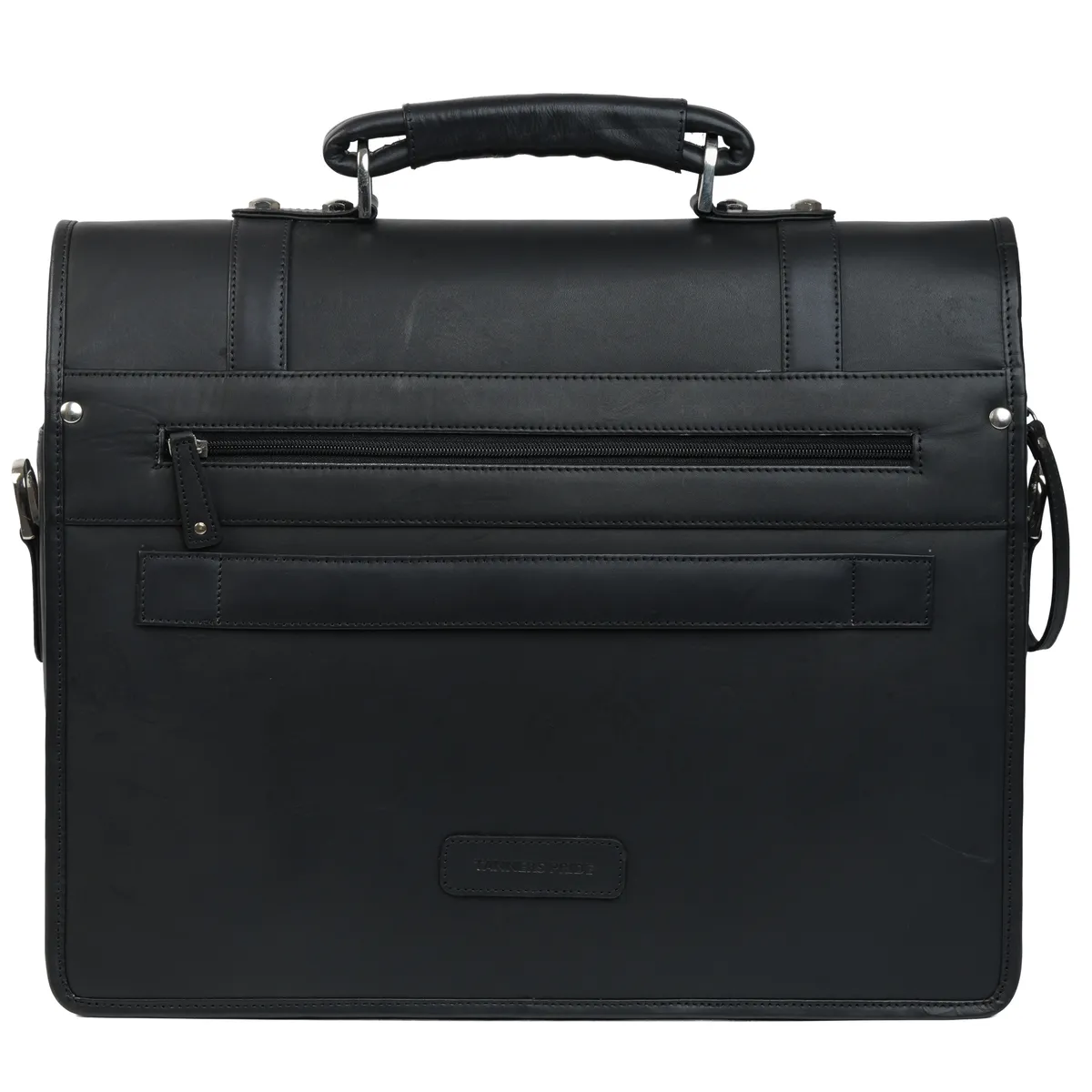 Tanners Pride Christifano Genuine Leather Work Bag | Laptop Office Briefcase - Midnight Black Handcrafted Full-Grain Leather (View 8)