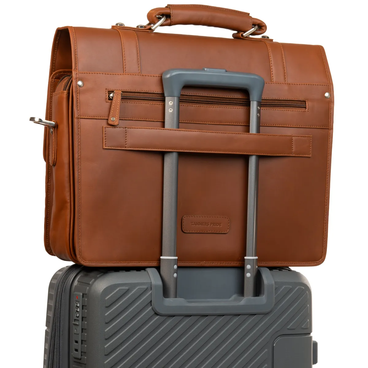 Tanners Pride Christifano Genuine Leather Work Bag | Laptop Office Briefcase - Natural Tan Handcrafted Full-Grain Leather (View 1)