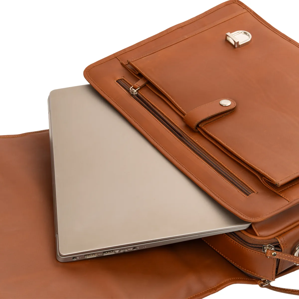 Tanners Pride Christifano Genuine Leather Work Bag | Laptop Office Briefcase - Natural Tan Handcrafted Full-Grain Leather (View 3)