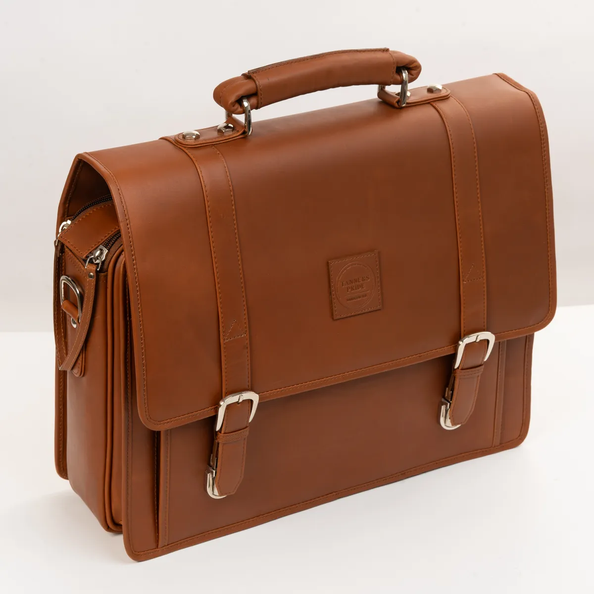 Tanners Pride Christifano Genuine Leather Work Bag | Laptop Office Briefcase - Natural Tan Handcrafted Full-Grain Leather (View 4)