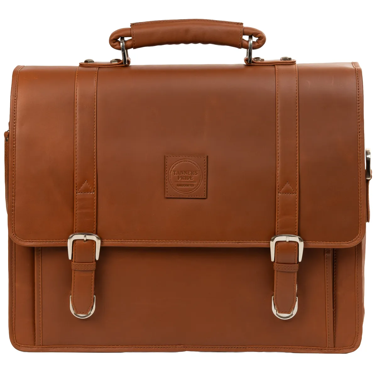 Tanners Pride Christifano Genuine Leather Work Bag | Laptop Office Briefcase - Natural Tan Handcrafted Full-Grain Leather (View 6)
