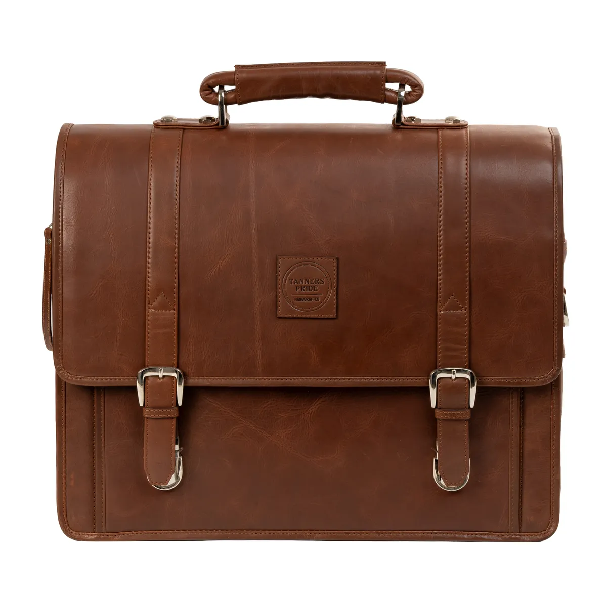 Tanners Pride Christifano Genuine Leather Work Bag | Laptop Office Briefcase - Tobacco Brown Handcrafted Full-Grain Leather (View 1)