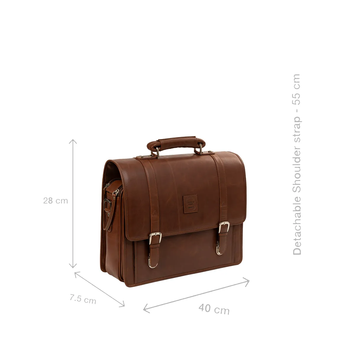 Tanners Pride Christifano Genuine Leather Work Bag | Laptop Office Briefcase - Tobacco Brown Handcrafted Full-Grain Leather (View 3)