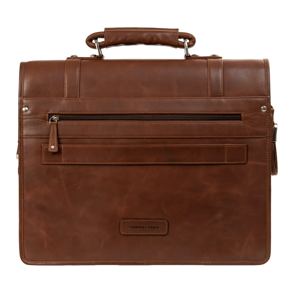 Tanners Pride Christifano Genuine Leather Work Bag | Laptop Office Briefcase - Tobacco Brown Handcrafted Full-Grain Leather (View 5)