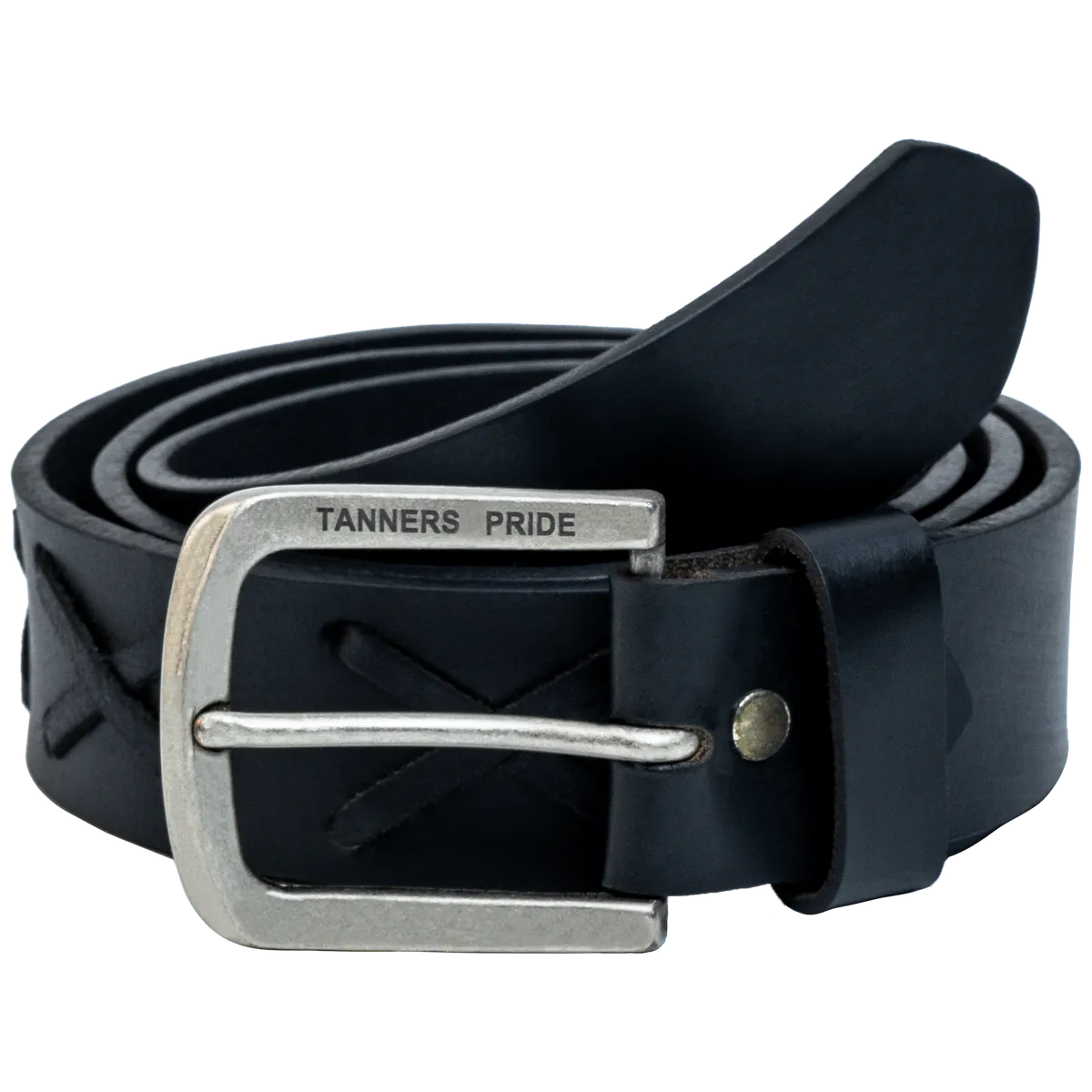 Tanners Pride Cross Hand Weaved Casual Belts - Midnight Black Handcrafted Full-Grain Leather (View 3)