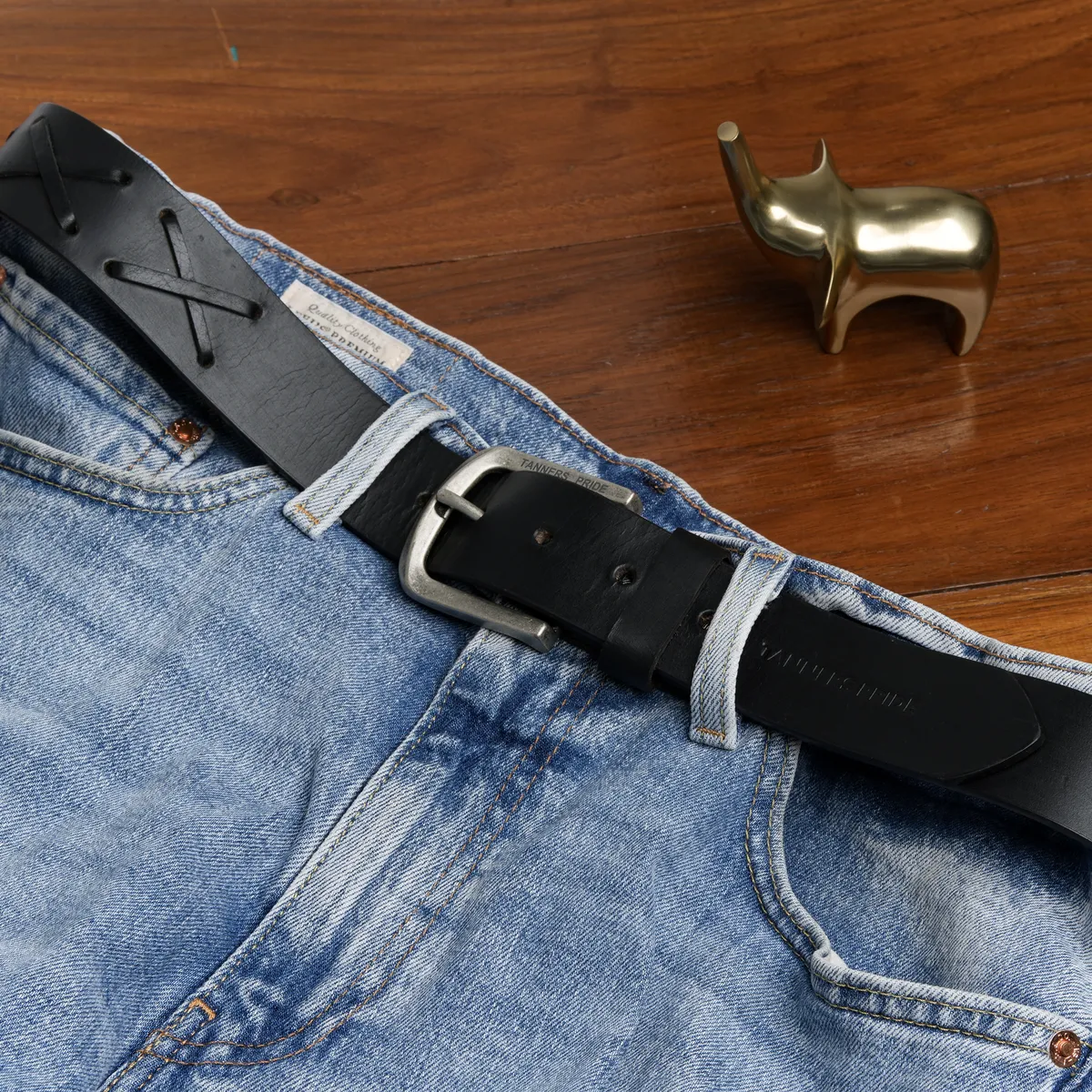 Tanners Pride Cross Hand Weaved Casual Belts - Midnight Black Handcrafted Full-Grain Leather (View 5)