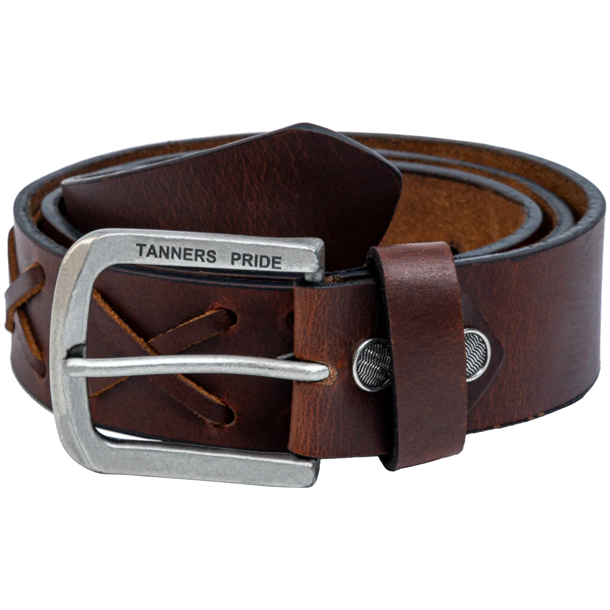 Tanners Pride Cross Hand Weaved Casual Belts - Natural Tan Handcrafted Full-Grain Leather (View 1)