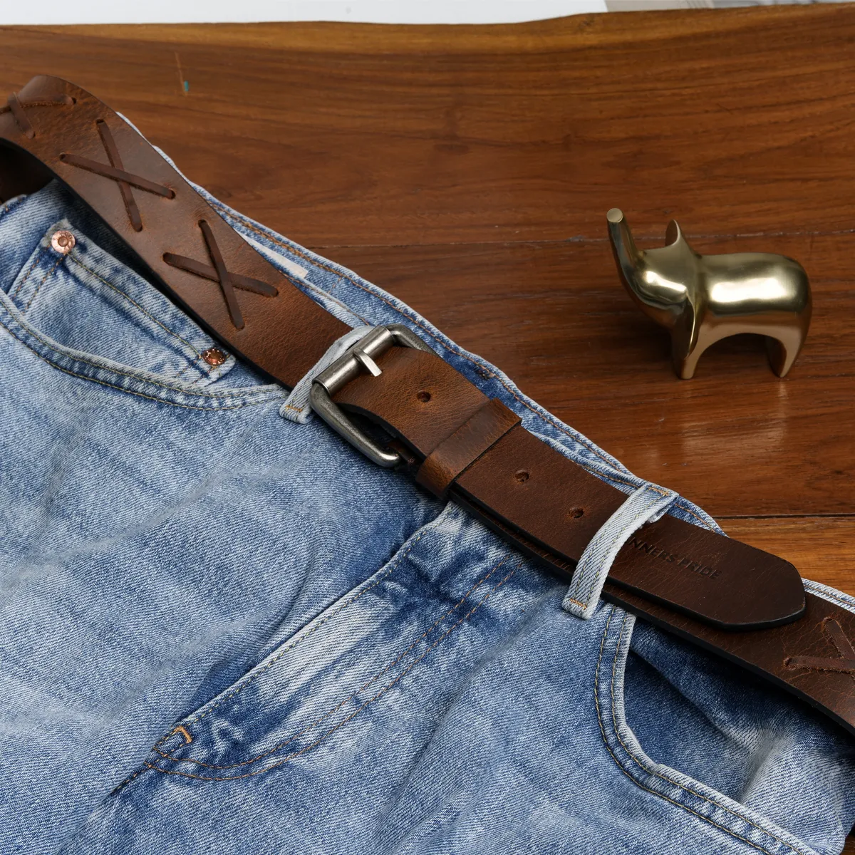 Tanners Pride Cross Hand Weaved Casual Belts - Natural Tan Handcrafted Full-Grain Leather (View 4)