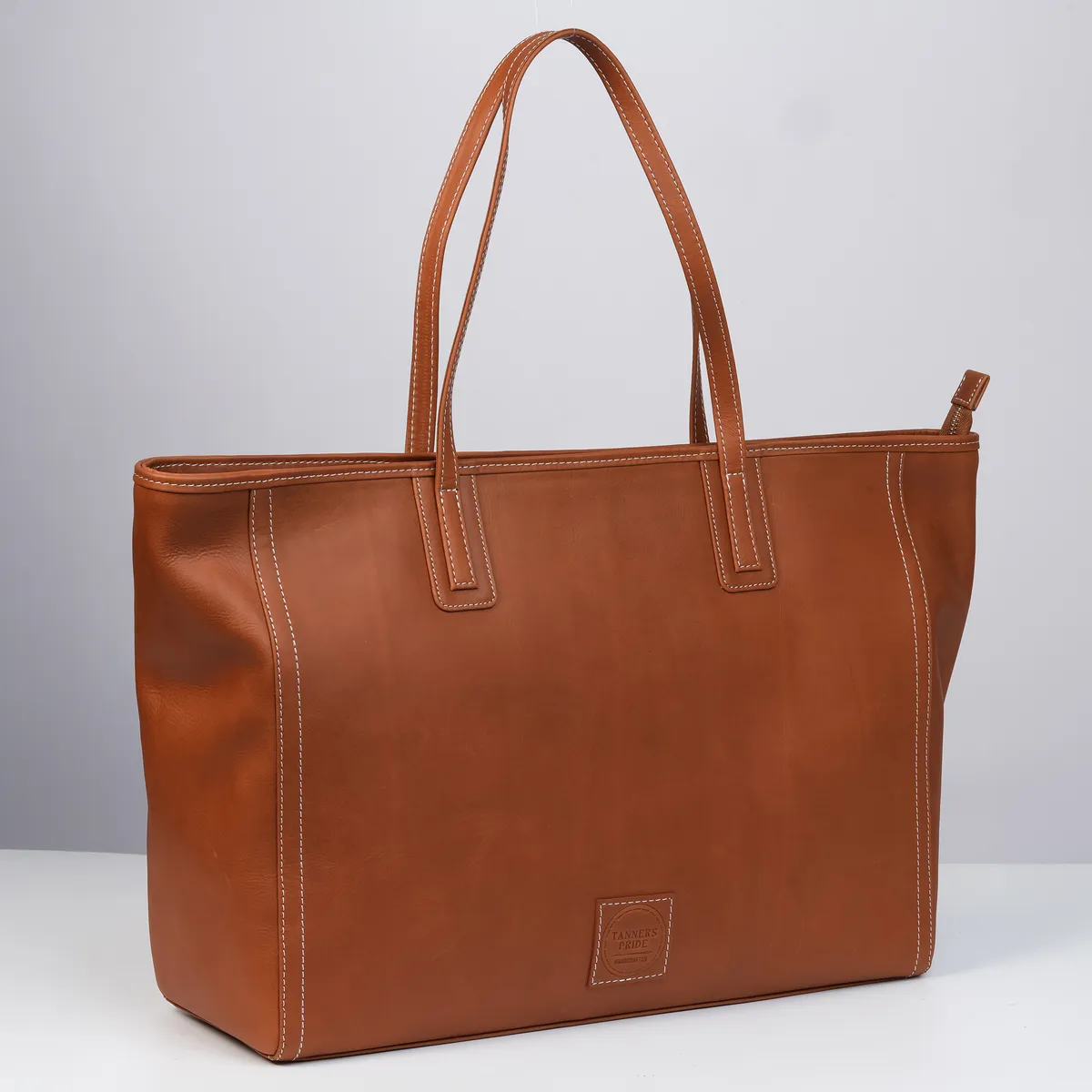 Tanners Pride Diana Tote Zip Bag - Natural Tan Handcrafted Full-Grain Leather (View 1)