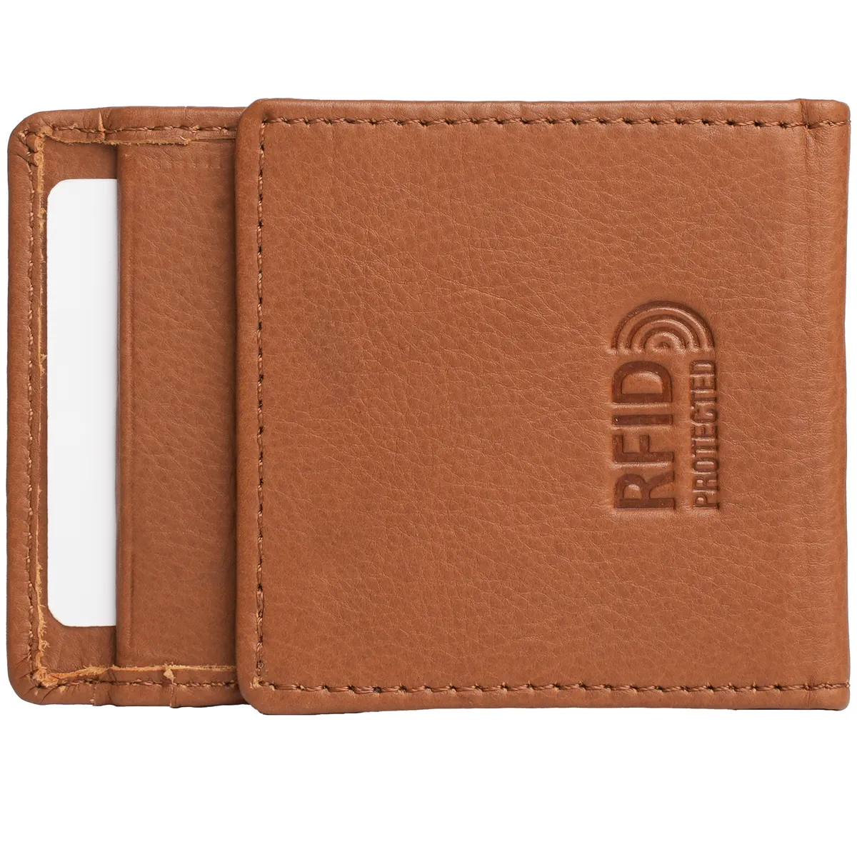 Tanners Pride Doug Magnetic Card Case - Natural Tan Handcrafted Full-Grain Leather (View 2)
