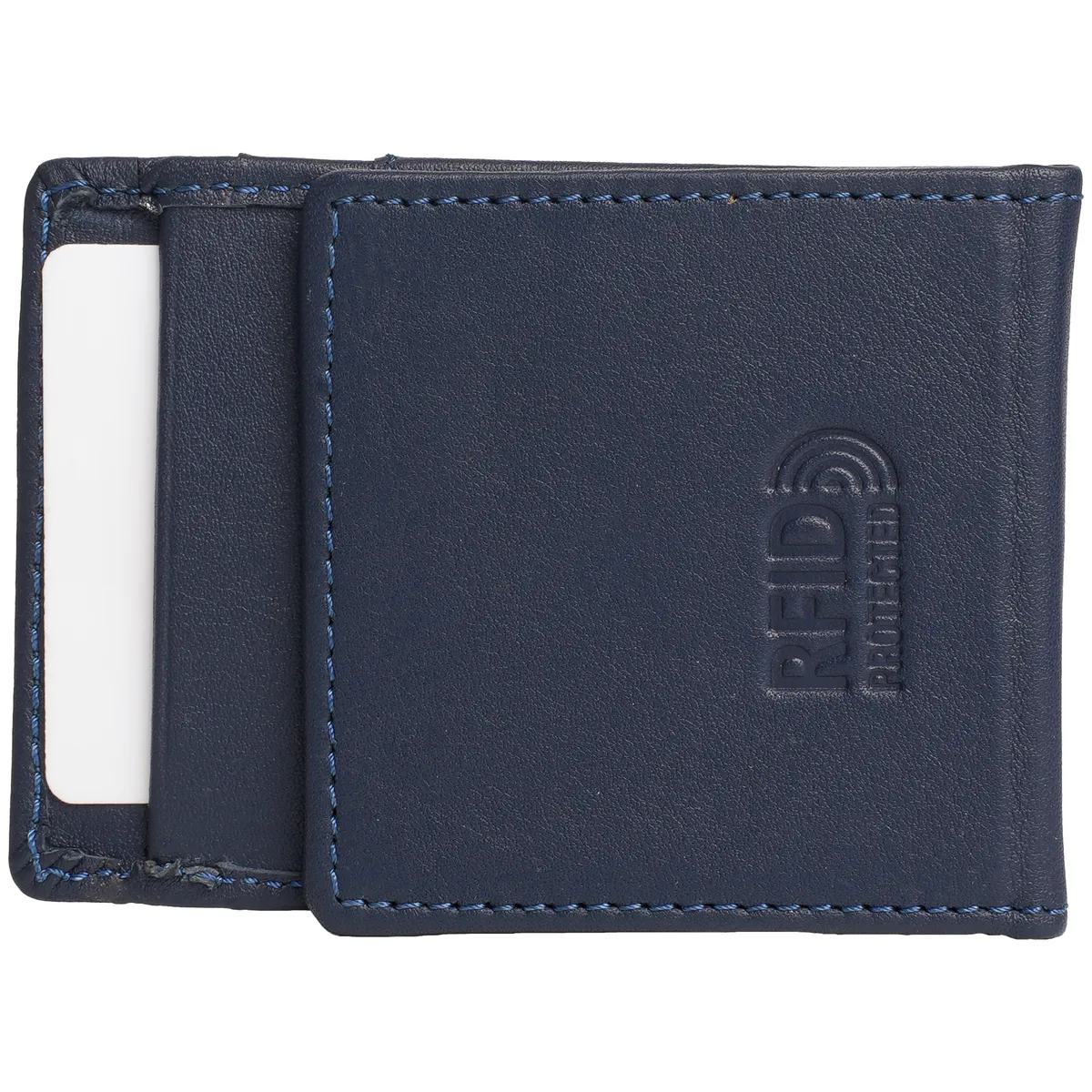 Tanners Pride Doug Magnetic Card Case - Navy Blue Handcrafted Full-Grain Leather (View 2)