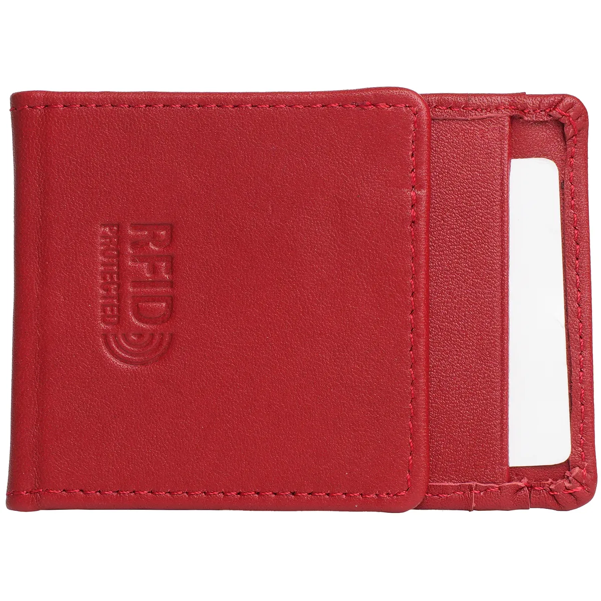 Tanners Pride Doug Magnetic Card Case - Vintage Red Handcrafted Full-Grain Leather (View 4)