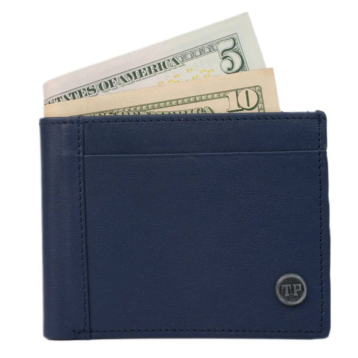Tanners Pride Foster Bi-fold Wallet - Navy Blue Handcrafted Full-Grain Leather (View 2)