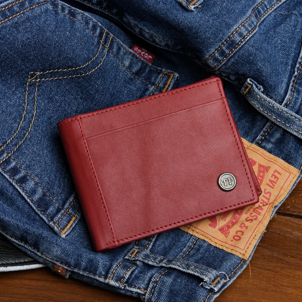 Tanners Pride Foster Bi-fold Wallet - Vintage Red Handcrafted Full-Grain Leather (View 1)
