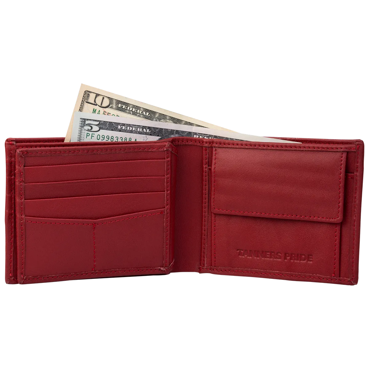 Tanners Pride Foster Bi-fold Wallet - Vintage Red Handcrafted Full-Grain Leather (View 5)
