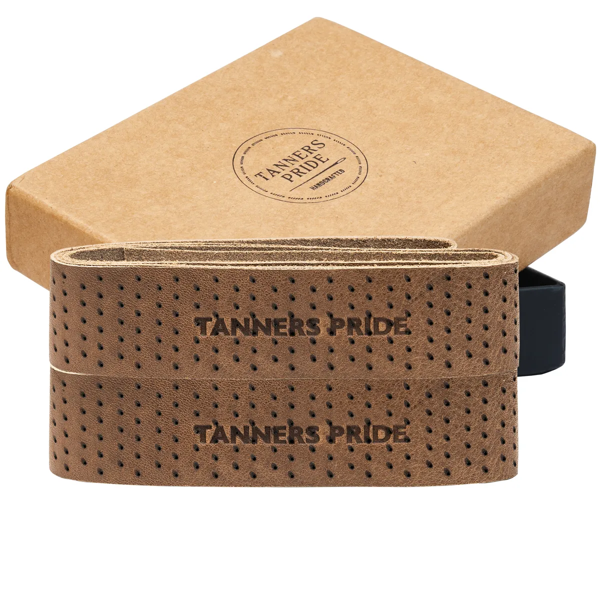 Tanners Pride Genuine Leather Motorcycle Handle Grip Wraps - Army Green Handcrafted Full-Grain Leather (View 4)