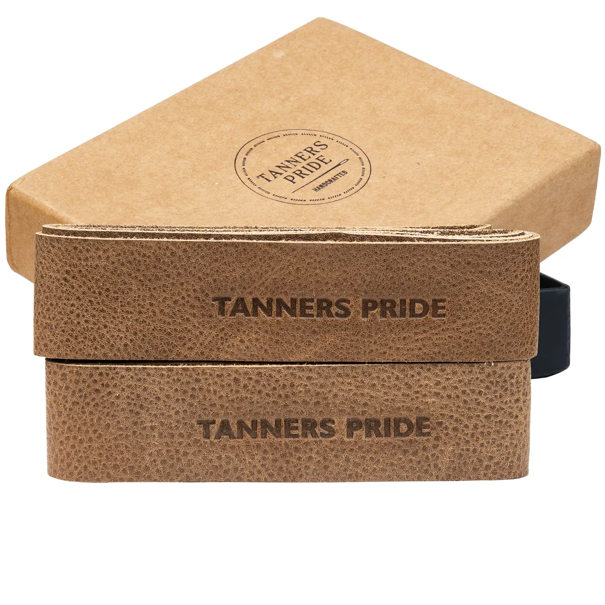 Tanners Pride Genuine Leather Motorcycle Handle Grip Wraps - Army Green Handcrafted Full-Grain Leather (View 5)