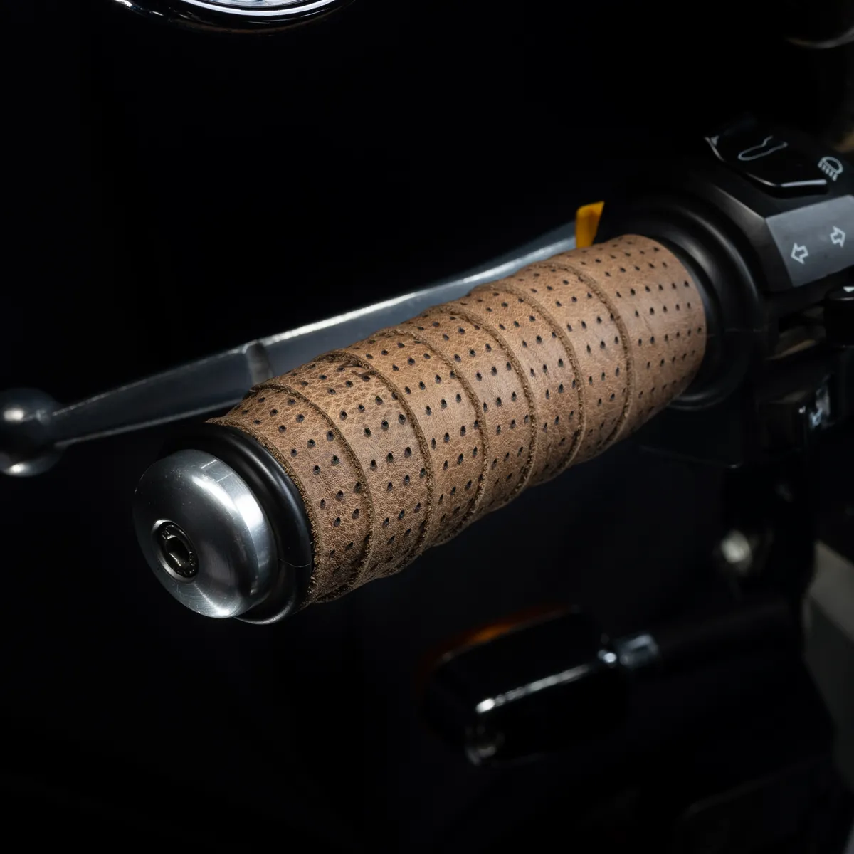 Tanners Pride Genuine Leather Motorcycle Handle Grip Wraps - Army Green Handcrafted Full-Grain Leather (View 7)