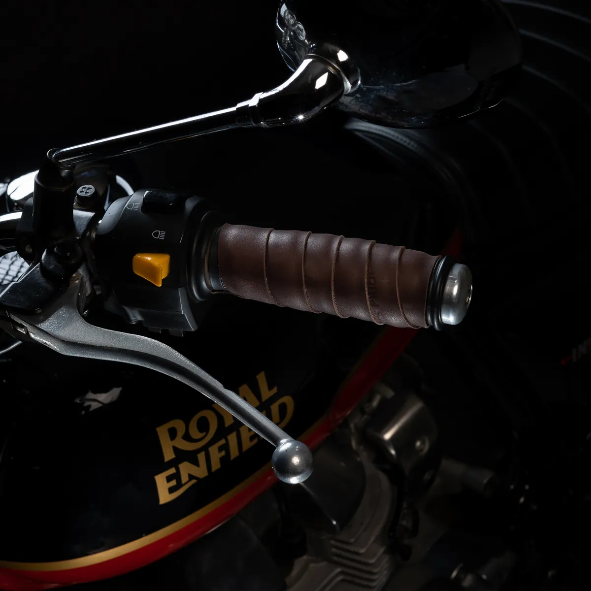 Tanners Pride Genuine Leather Motorcycle Handle Grip Wraps - Cocoa Brown Handcrafted Full-Grain Leather (View 2)