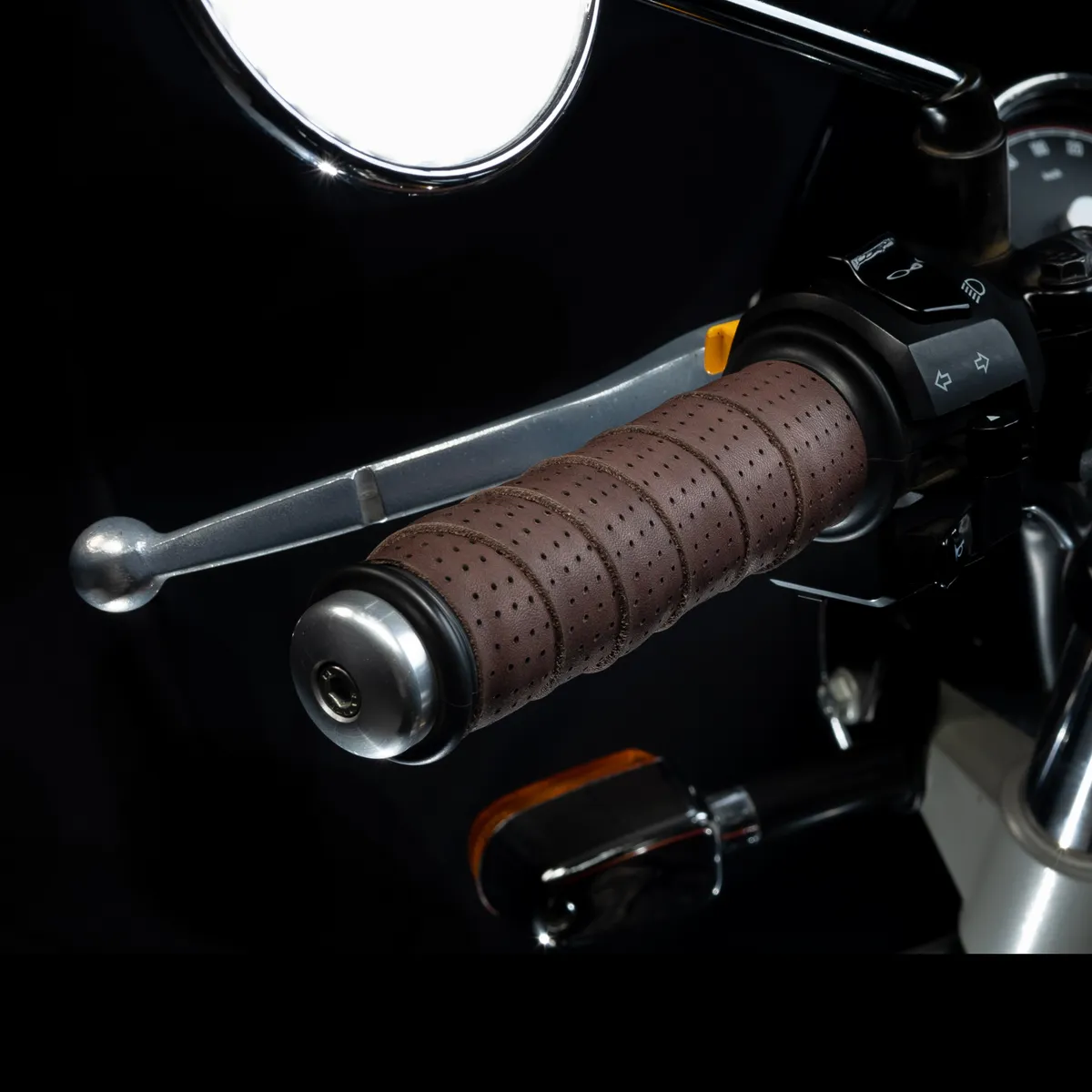 Tanners Pride Genuine Leather Motorcycle Handle Grip Wraps - Cocoa Brown Handcrafted Full-Grain Leather (View 7)