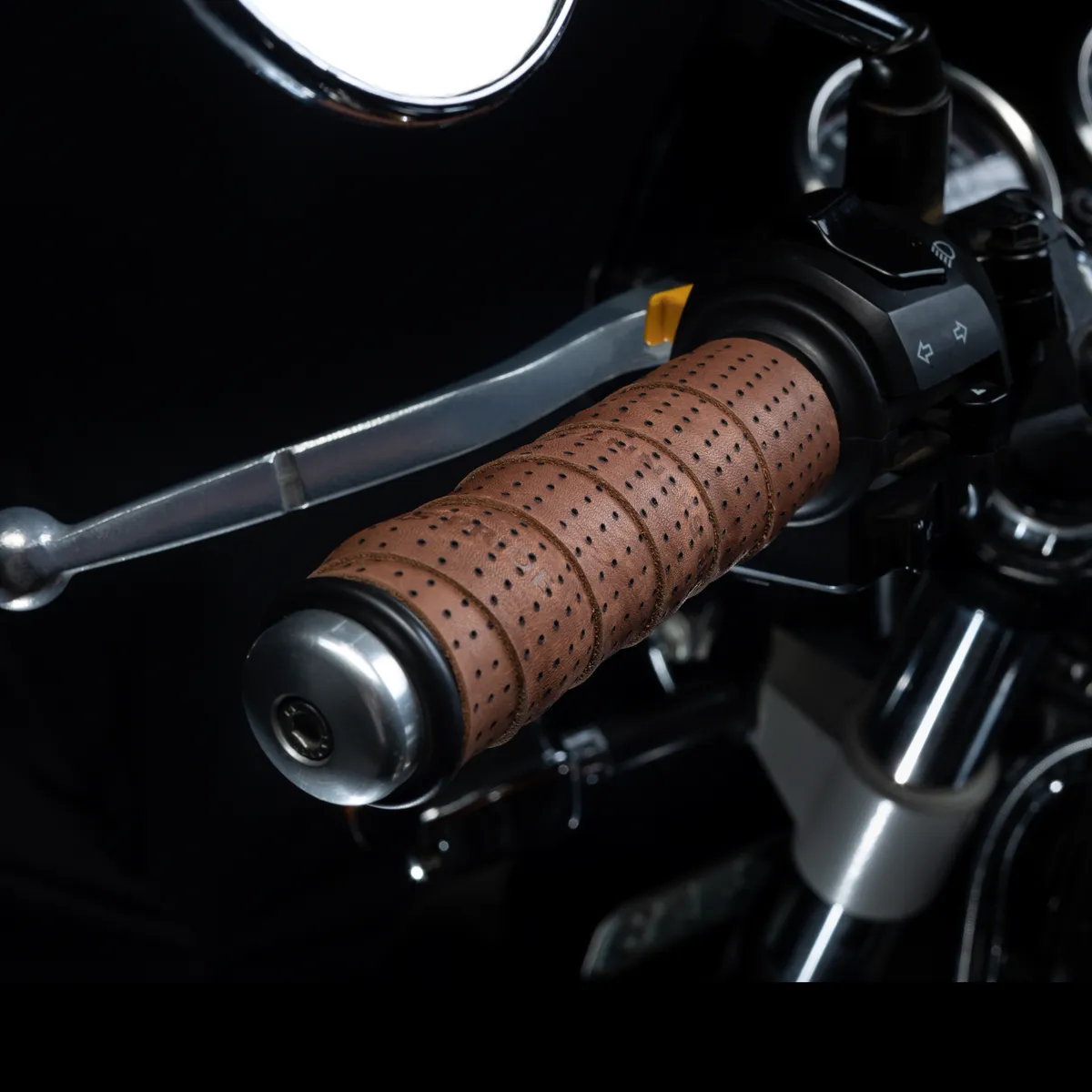 Tanners Pride Genuine Leather Motorcycle Handle Grip Wraps - Dark Tan Handcrafted Full-Grain Leather (View 7)