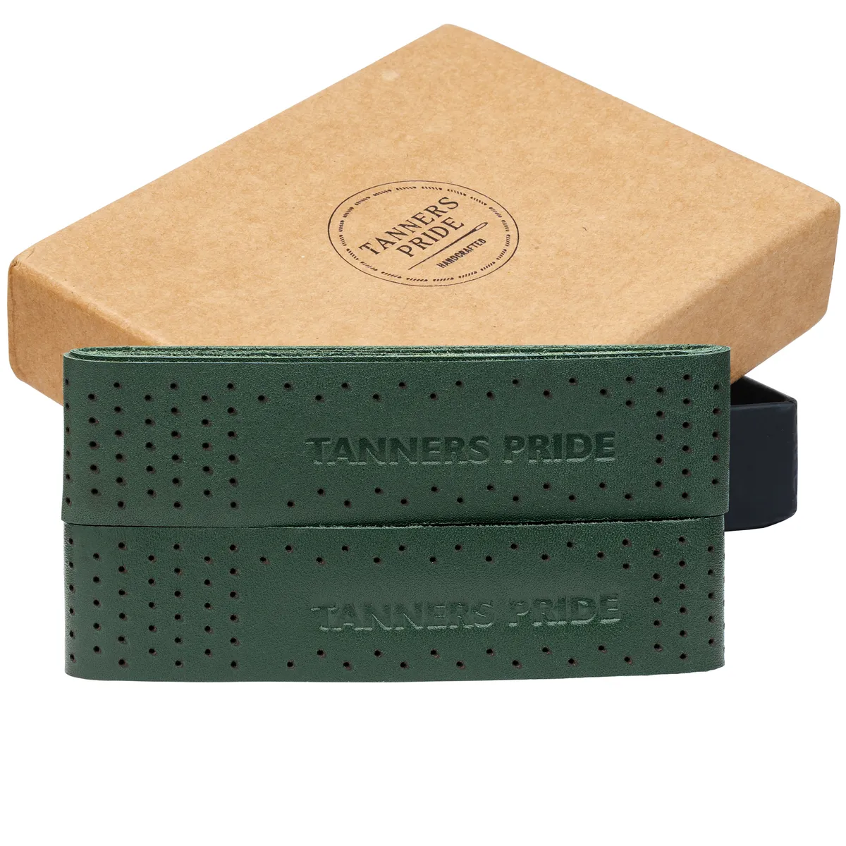 Tanners Pride Genuine Leather Motorcycle Handle Grip Wraps - Forest Green Handcrafted Full-Grain Leather (View 10)