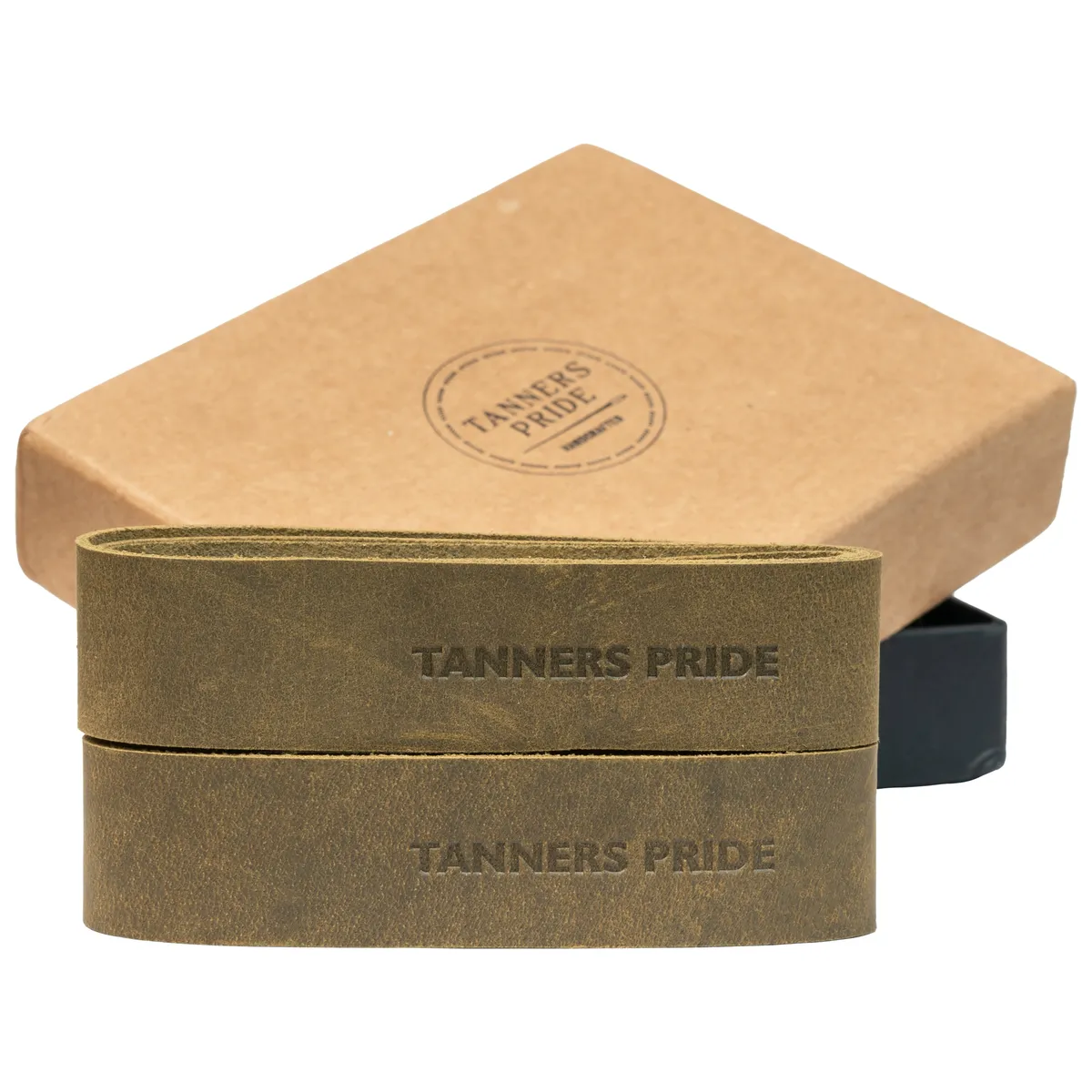 Tanners Pride Genuine Leather Motorcycle Handle Grip Wraps - Forest Green Handcrafted Full-Grain Leather (View 2)