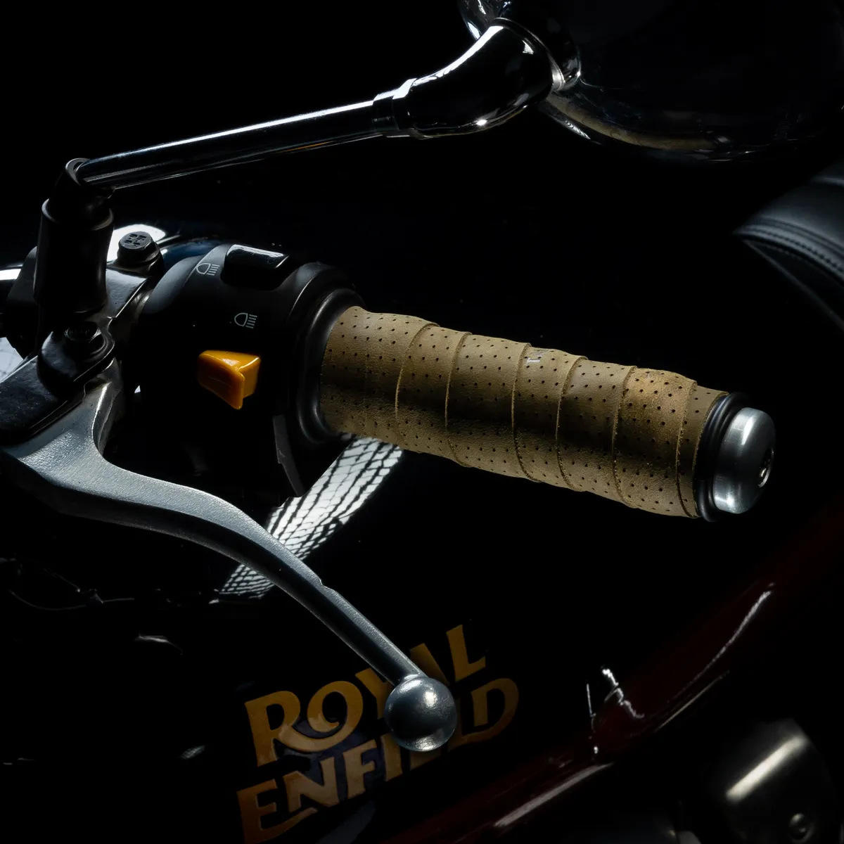 Tanners Pride Genuine Leather Motorcycle Handle Grip Wraps - Forest Green Handcrafted Full-Grain Leather (View 6)