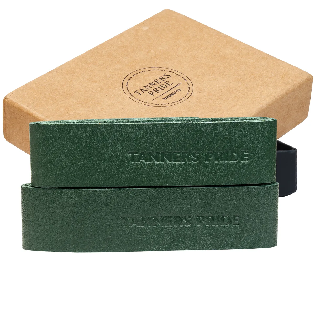 Tanners Pride Genuine Leather Motorcycle Handle Grip Wraps - Forest Green Handcrafted Full-Grain Leather (View 9)