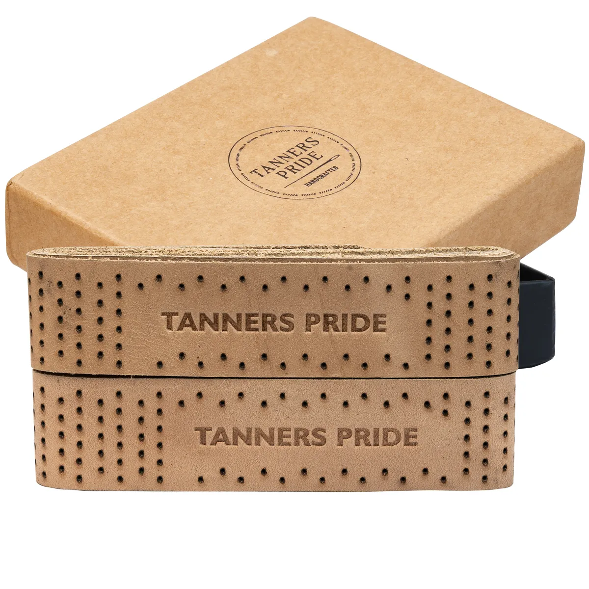 Tanners Pride Genuine Leather Motorcycle Handle Grip Wraps - Ivory Handcrafted Full-Grain Leather (View 2)