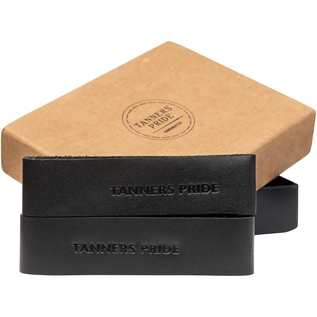 Tanners Pride Genuine Leather Motorcycle Handle Grip Wraps - Midnight Black Handcrafted Full-Grain Leather (View 1)