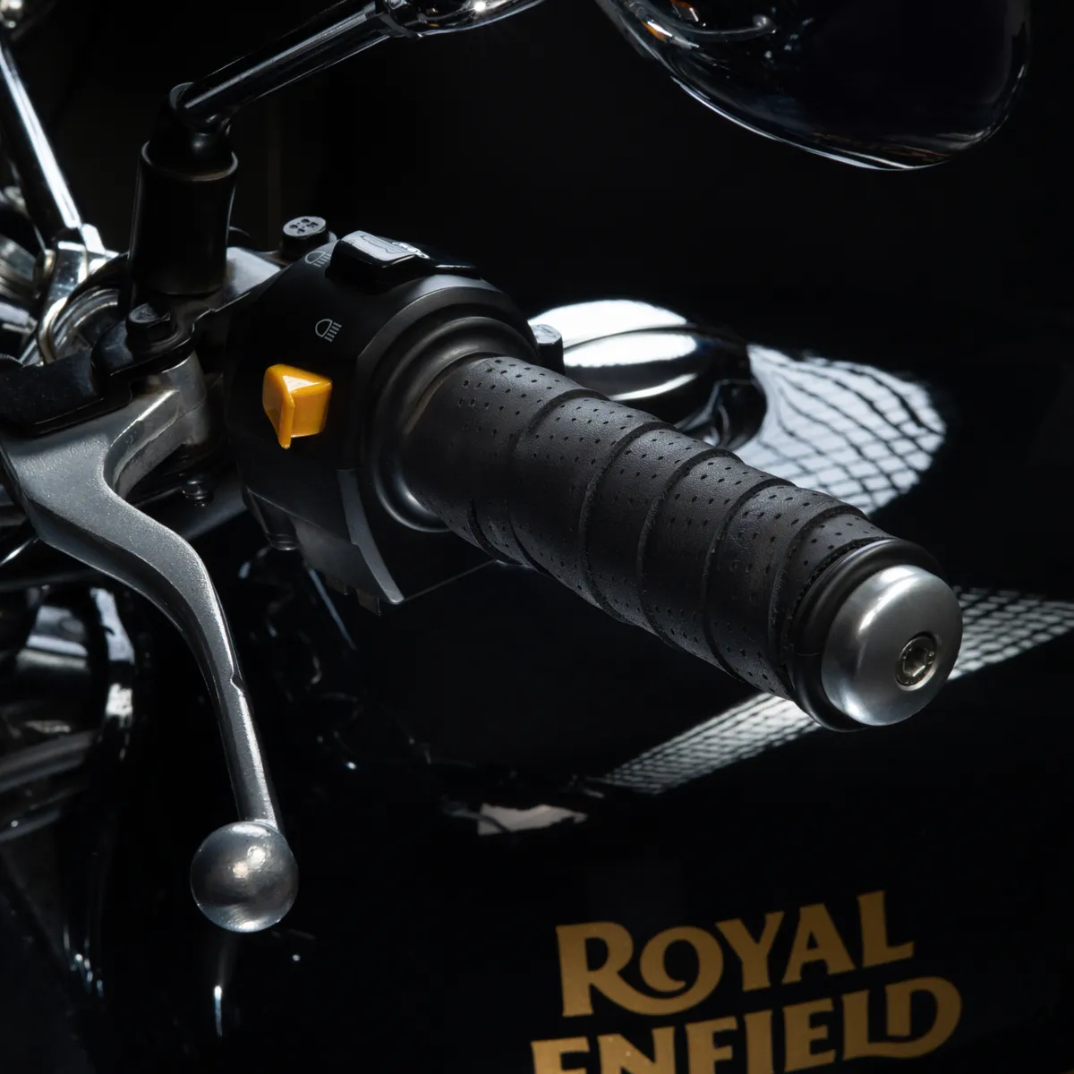 Tanners Pride Genuine Leather Motorcycle Handle Grip Wraps - Midnight Black Handcrafted Full-Grain Leather (View 4)