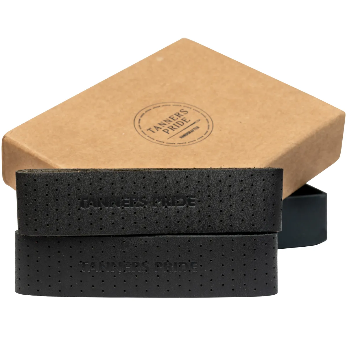 Tanners Pride Genuine Leather Motorcycle Handle Grip Wraps - Midnight Black Handcrafted Full-Grain Leather (View 7)