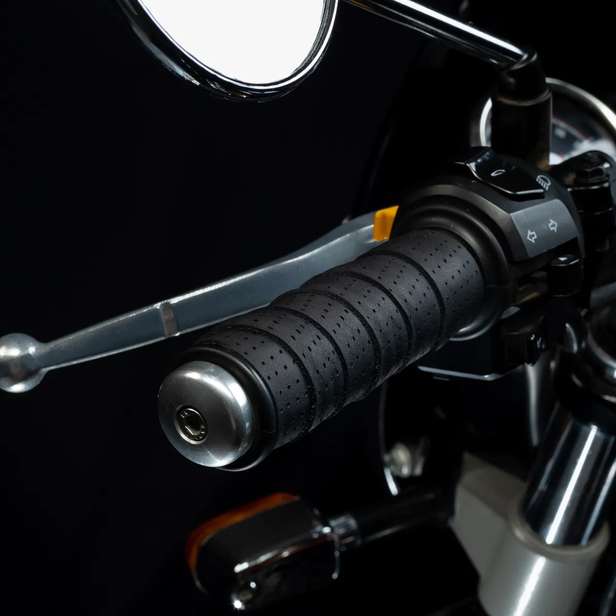 Tanners Pride Genuine Leather Motorcycle Handle Grip Wraps - Midnight Black Handcrafted Full-Grain Leather (View 8)