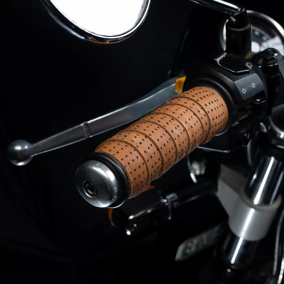 Tanners Pride Genuine Leather Motorcycle Handle Grip Wraps - Natural Tan Handcrafted Full-Grain Leather (View 8)