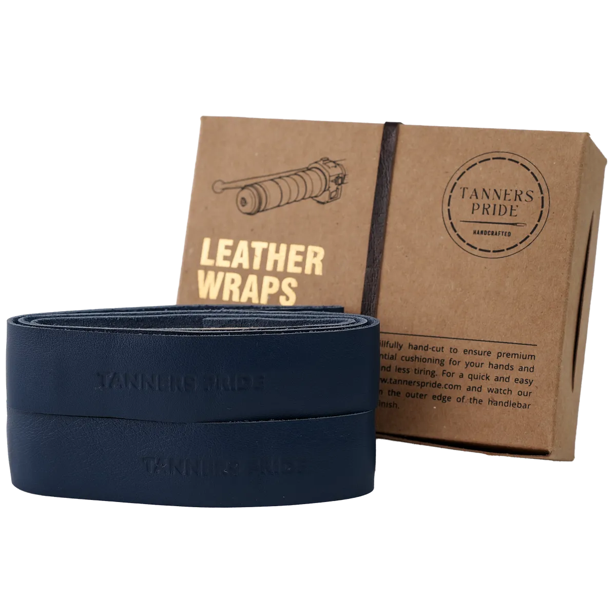 Tanners Pride Genuine Leather Motorcycle Handle Grip Wraps - Navy Blue Handcrafted Full-Grain Leather (View 5)