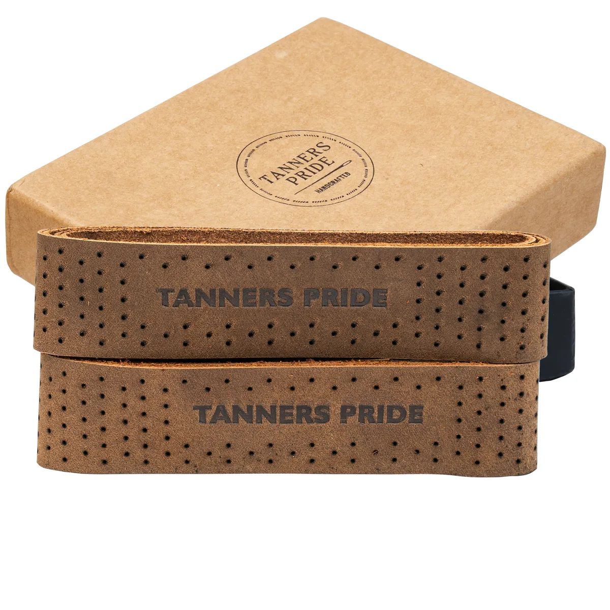 Tanners Pride Genuine Leather Motorcycle Handle Grip Wraps - Tobacco Brown Handcrafted Full-Grain Leather (View 1)